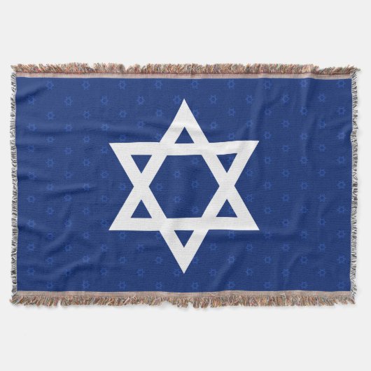 Witte ster van David Navy Blue Deken (Voorkant)