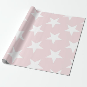 Witte sterren Blush roze moderne grafische vormgev Cadeaupapier