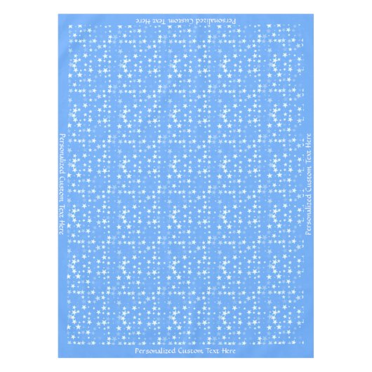 witte sterren op babyblauwe, persoonlijke randen tafelkleed (Voorkant)
