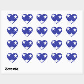 Witte sterren op blauw hart sticker (Vel)