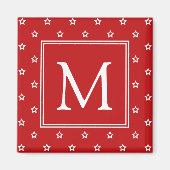 Witte sterren op Bright rood monogram Magneet (Voorkant)