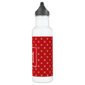 Witte sterren op Bright rood monogram Waterfles (Rechts)