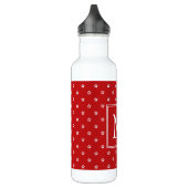 Witte sterren op Bright rood monogram Waterfles (Links)