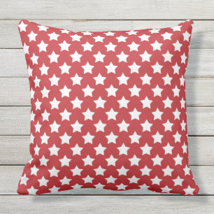 Witte sterren op Red Patriotic USA Outdoor Pillow Buitenkussen