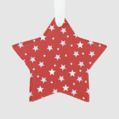 Witte sterren op rode kerstFeestdagen Ornament (voorkant)