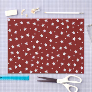 Witte sterren op rood patroon tissuepapier