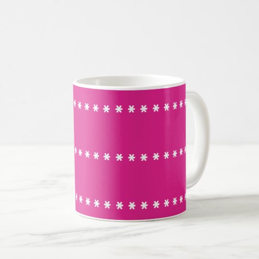 Witte sterren op roze achtergrond koffiemok (Voorkant rechts)