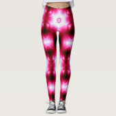 witte sterren op roze/zwart leggings (Voorkant)