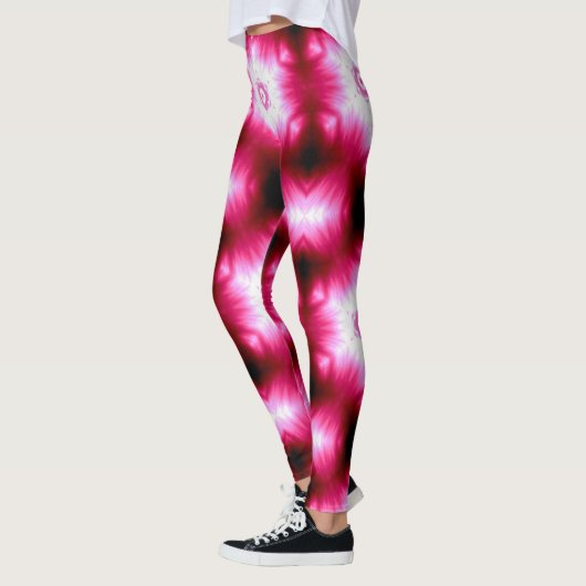 witte sterren op roze/zwart leggings (Links)