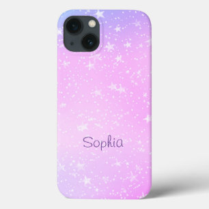 Witte Sterren, Paarse & Roze Ombre, Paarse Naam iPhone 13 Hoesje