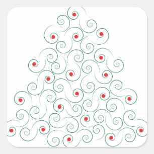 Witte Sticker met kerstbomen
