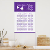 witte stieren paarse trouwtafel plan 1-9 poster (Keuken)