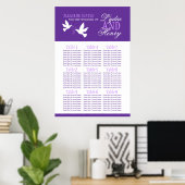 witte stieren paarse trouwtafel plan 1-9 poster (Thuiskantoor)