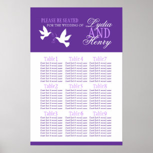 witte stieren paarse trouwtafel plan 1-9 poster