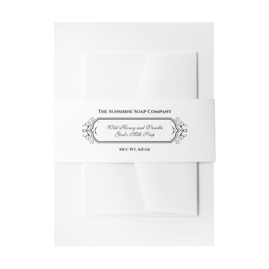 Witte stijl zeep buikband uitnodigingen wikkel (Voorkant Voorbeeld)