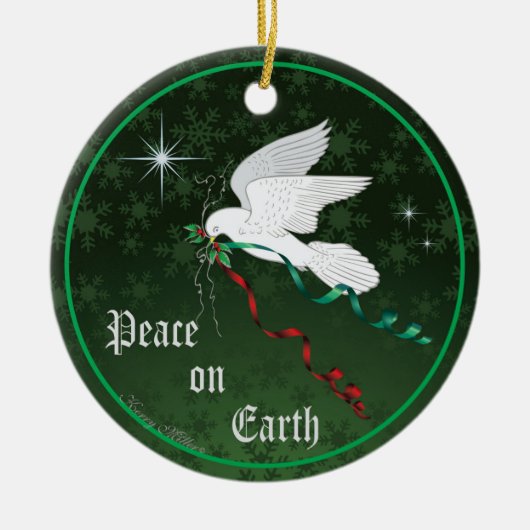 Witte stip keramisch ornament (Voorkant)