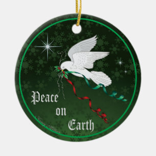 Witte stip keramisch ornament