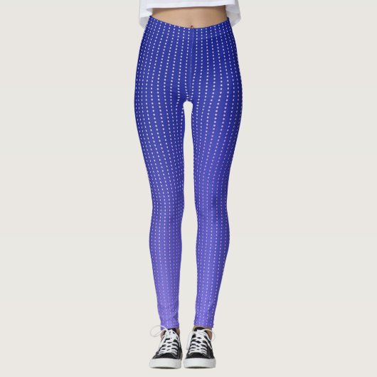 Witte stippen blauw patroon leggings (Voorkant)