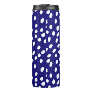 Witte Stippen Donkerblauw Thermosbeker