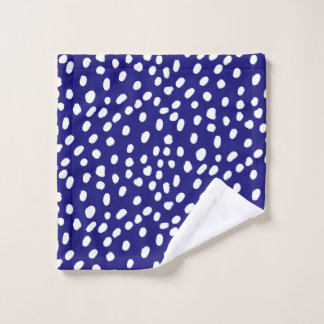 Witte Stippen Donkerblauw Washandje