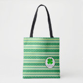 Witte Stippen en groene strepen Canvas tas (Voorkant)
