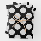 Witte Stippen en zwarte achtergrond Inpakpapier Vel (In situ)