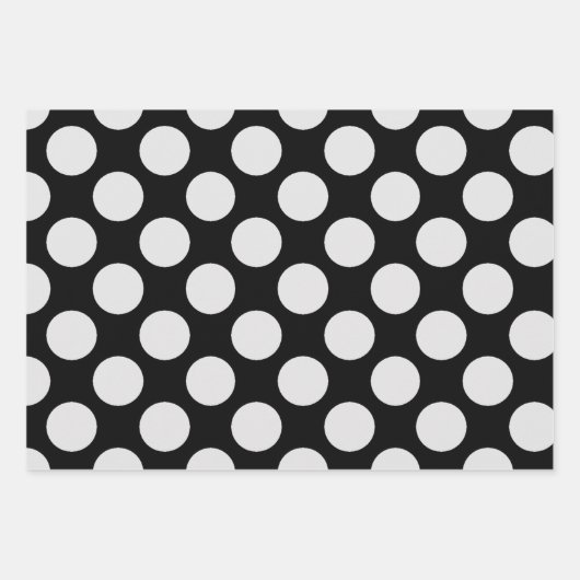 Witte Stippen en zwarte achtergrond Inpakpapier Vel (Voorkant)