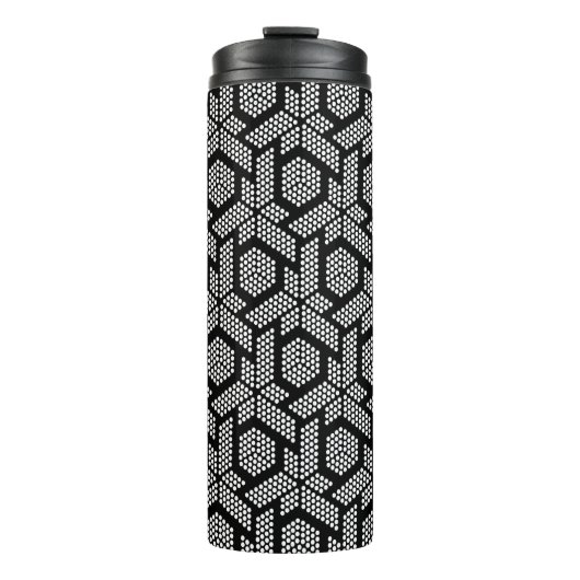 Witte stippen geometrisch patroon thermische tumbl thermosbeker (Voorkant)