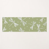 Witte stippen met jonge olijven en libellen yogamat (Voorkant (horizontaal))