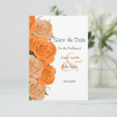 Witte Stippen met Oranje Rozen - Sla de datum op Save The Date (Staand voorkant)