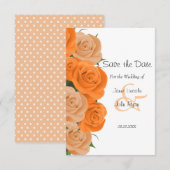 Witte Stippen met Oranje Rozen - Sla de datum op Save The Date (Voorkant / Achterkant)