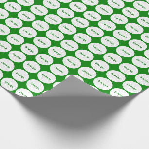 Witte Stippen op groen met naam Cadeaupapier