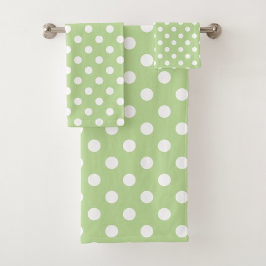 Witte stippen op Mint Green Bad Handdoek (Insitu)