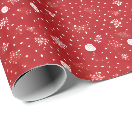 Witte Stippen op rode kerst Cadeaupapier (Rol Hoek)