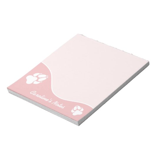 Witte stippen op roze met aangepaste titel notitieblok (Gedraaid)