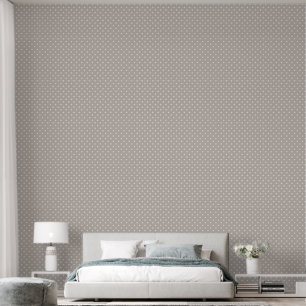 Witte Stippen op Zachte Beige Behang