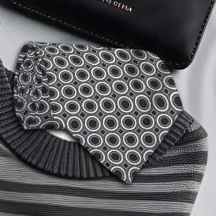 Witte Stippen op zwart geometrisch patroon Stropdas