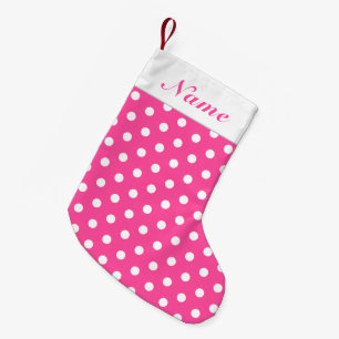 Witte Stippen Roze Kerstkous Aangepaste naam Kleine Kerstsok