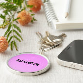 Witte stippen roze patroon sleutelhanger (Zijkant)