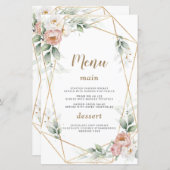 Witte Stof Rose Bloemige Gouden Groene Huwelijksme (Voorkant / Achterkant)