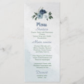 witte stoffige blauwe en marinebloemen groen menu (Voorkant)