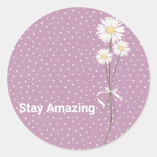 witte streep op stippen klassieke ronde sticker (Voorkant)