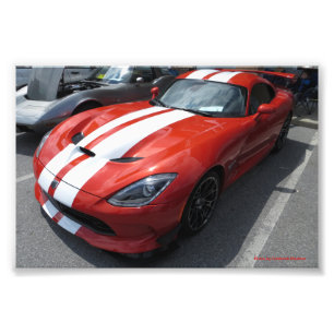 Witte strepe rode auto foto afdruk