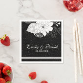 Witte strepen en bloemen- Save the date Servetten (Insitu)