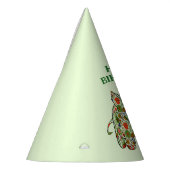 Witte strepen en bloemenolifant - Happy Birthday Feesthoedjes (Links)