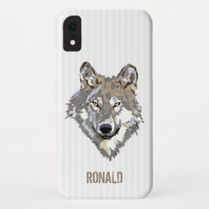 witte strepen en wolf iPhone XR hoesje