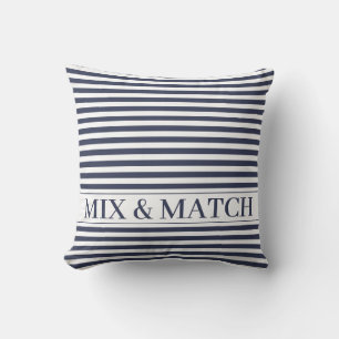 Witte strepen met Navy Blue. Aangepast mengen en a Buitenkussen
