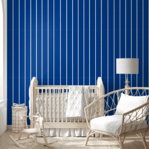 Witte Strepen op Basic Blue Solid Simple Behang