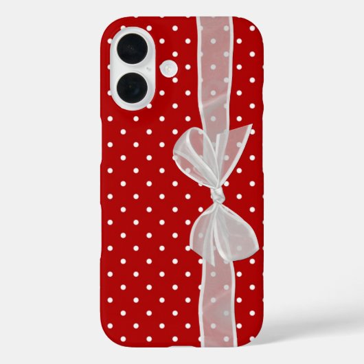 Witte strik op stippen Case-Mate iPhone case (Achterkant)