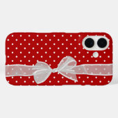 Witte strik op stippen Case-Mate iPhone case (Achterkant (horizontaal))